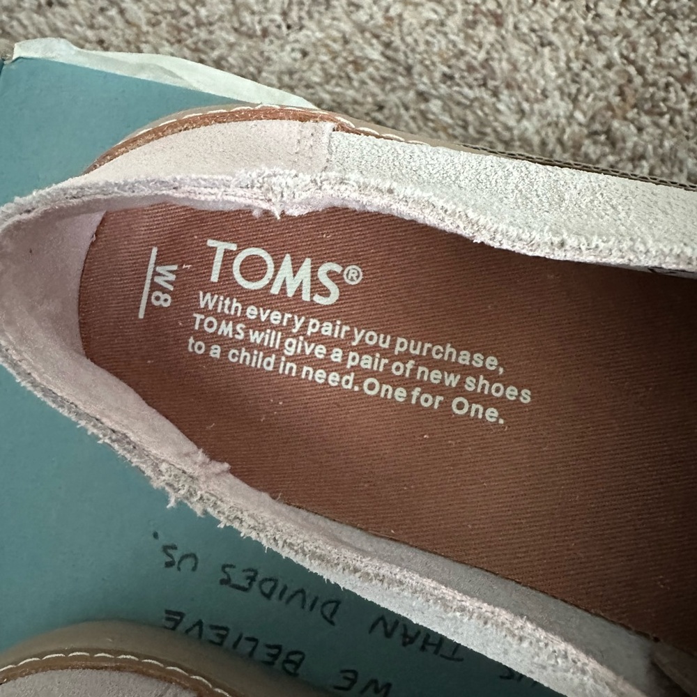 TOMS Sunset Slip On Shoes Blush Birch Suede Women’s Size 8 NWT In Box - Picture 4 of 7